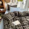 Algodón Lavado Ropa de Cama Sábanas para Cama Juego de Funda Nórdica de Cuatro Piezas Juego de Cama Individual y Doble para Dormitorio de Estudiantes Juego de Tres Piezas para Todas las Estaciones