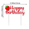Decoração de festa de aniversário de menina morango transfronteiriça bandeira de morango inserção de bolo terno espiral atacado personalizado
