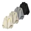 Cárdigan de Punto de Color Sólido Otoño e Invierno 2026 para Hombre, Comercio Exterior Transfronterizo, Corte Holgado, Doble Cremallera, Chaqueta Casual para Hombre