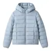 Jaqueta de Algodão Quente Nova para Outono e Inverno para Mulheres, com Capuz, à Prova de Vento, Leve, Casaco Casual, Cor Sólida, Versátil, com Bolsos e Zíper