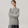 Suéter de cachemira para mujer para otoño e invierno, engrosado, de longitud media, cuello redondo, estilo casual, corte holgado, simple, adecuado para ir al trabajo, camiseta básica de punto