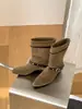 Primer Encuentro Otoño Invierno Gamuza Estilo Vaquero Occidental Remache Botas tipo Martin Para Mujer Modernas Geniales Fashionables Streetwear Nuevo Estilo Caña Ancha