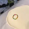 Anillo Elástico de Cuentas de Color Macarrón Estilo Coreano Nuevo Anillo Estilo Chica Dulce y Linda ins