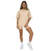 Top de punto de manga corta y cuello redondo de color sólido de verano europeo y americano transfronterizo, suéter, traje de moda casual urbano para mujer, producto nuevo