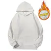 Moletom com capuz de cor sólida cinza-ferro, 600g, forrado com fleece, para homens, outono e inverno, quente, folgado, top com capuz de fleece raposa prateada