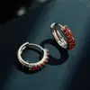 Pendientes circulares de doble fila con circonitas completas, exquisitos y versátiles, fabricados en aleación de cobre con baño de oro real, disponibles en múltiples colores, ofreciendo un toque de alta gama estilo francés