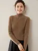 Otoño Invierno Nuevo Suéter de Cachemira para Mujer Ajustado Cálido de Cuello Semi Alto Tejido de Punto Manga Larga Top Suéter Capa Interior Capa Base