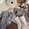 Calcetines de Lana de Punto Grueso Color Sólido 2025 Estilo Old Money Otoño e Invierno Moda Retro para Mujer Calcetines Gruesos Cálidos de Media Pantorrilla Caídos