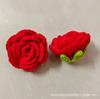 Cabeza de flor rosa de lana al por mayor flor artificial semiacabada tejido a crochet a mano ramo cabeza de flor ventas directas de fábrica