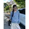 Cárdigan de punto azul para mujer, nuevo de otoño e invierno 2026, chaqueta única y hermosa estilo coreano con diseño bordado, top suéter