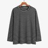 Ropa Urbana De Rong Top Redondo Bajo Estilo Primavera y Otoño Para Mujeres de Mediana Edad y Mayores Camiseta Rayada de Otoño Camiseta Básica de Mamá Manga Larga