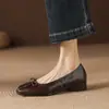 Diseño Silencioso y Elegante~ Lazo Piel de Vaca Primavera 2026 Tacón Bajo Plisado Punta Cuadrada Piel Genuina Boca Baja Zapatos de Mujer