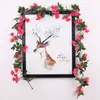 Vime de rosa de simulação para pendurar na parede, videira de flor artificial, 69 rosas, flor de plástico, videira de flor de seda, plantas