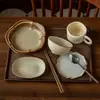 Juego de vajilla de cerámica para una persona, cuencos de arroz de cerámica rústica vintage, juego de comedor combinado para el hogar, tazas, platos, cuencos al por mayor