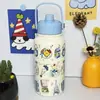 Taza Termo de Gran Capacidad Estilo Nuevo Transfronterizo Dibujos Animados Portátil al Vacío para Niños Estudiantes Deportistas Botella de Agua Taza de Agua Impresa para Exteriores