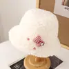 Chapéu de Pescador Feminino Outono e Inverno Novo Estilo Desenho Animado Ragdoll Moda Rosto Exposto Pequeno Chapéu de Bacia Recheado Chapéu Quente à Prova de Frio