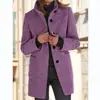 2023 Otoño e Invierno Transfronterizo Retro Europeo y Americano Botón Cuello Alto Chaqueta de Lana Ropa para Mujer