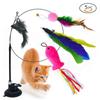 Conjunto de vara de gato com ventosa transfronteiriça novo gato preguiçoso de Hi toy fio de aço gato vara pena cabeça de substituição