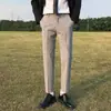 Pantalones de Traje para Hombre del Territorio del Norte Otoño e Invierno con Efecto de Caída, Pantalones Rectos de Moda Estilo Coreano para Hombre, Pantalones Cropped Ajustados para Jóvenes