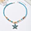 Collar Bohemio de Estrella de Mar de Turquesa con Cuentas Lujo Ligero Nicho Alta Gama Cadena Clavicular Collar Transfronterizo Europeo y Americano para Mujer