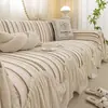 2026 Novo Estilo Francês de Luxo Leve Saia Plissada Borda Almofada de Sofá Chenille Capa de Sofá Resistente a Arranhões de Gato para Todas as Estações