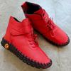 Zapatos de Algodón Cortos Gruesos de Estilo Nuevo Invierno 2025 con Forro de Felpa, Cierre de Velcro, Importación, Talla Grande, con Costuras Hechas a Mano y Tacones Gruesos para Mujer, Venta al por Mayor