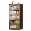 Estante de armazenamento para livros, estante de chão com portas, prateleira de armazenamento de bambu multicamadas à prova de poeira, estante de exibição simples para sala de estar
