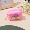 Nova Bolsa de Moedas Bordada em Chenille Fofa Cor de Doce Relâmpago Bolsa Batom Coração Rosto Sorridente Bolsa Raio Coração