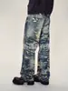 Comercio Exterior Transfronterizo Estilo París Estampado Digital Boro Jeans Desgastados Modernos Sueltos Rectos Ajustados Casuales Pantalones Largos