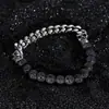 Fábrica fonte joias atacado AliExpress integridade telefone ebay aço inoxidável contas de caveira pulseira de miçangas de pedra vulcânica