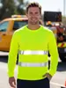 Camiseta Reflectante Nocturna de Alta Visibilidad Verde Fluorescente con Logotipo Personalizado de Manga Larga Transpirable de Secado Rápido Ropa de Trabajo para Sitio de Construcción