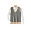 Nuevo Chaleco de Lana para Hombre Otoño/Invierno 2024, Chaleco de Punto sin Mangas con Cuello en V para Hombres Jóvenes y de Mediana Edad, Camiseta Interior de Rayas