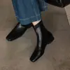 Botas Elásticas Adelgazantes Talla 34 a 42 para Otoño e Invierno, Zapatos de Mujer Versátiles para Viajes Diarios, Punta Cuadrada, Tacón Grueso, Botas de Moda Negras de Comercio Exterior Transfronterizo