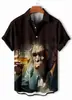 Camisa Masculina Casual de Manga Curta com Botão, Estampa Divertida de Macaco Animal, Impressão 3D, Nova, Direto do Fabricante