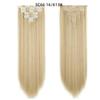 Extensiones de Cabello Europeas y Americanas Clip-In Juego de Siete Piezas, Pelucas para Mujer de Comercio Exterior, 16 Piezas de Cabello Clip-In, Cabello Largo Liso de Fibra de Alta Temperatura, Juego de Siete Piezas de Extensiones de Cabello