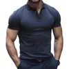 Nova Camisa Polo Esportiva Casual de Verão 2025, Cor Pura, Botão, Manga Curta, Respirável e Confortável, Corte Solto, Gola Lapela para Homens