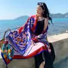Chal de Estilo Étnico para Verano Mujer 2026 Nuevo Estilo Viaje a Yunnan Protección Solar Bufanda de Seda con Borlas Toalla de Playa