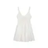 Vestido camisola estilo francês, doce e picante, com decote V e cordão para acinturar, novo vestido curto de verão slim-fit para mulheres baixinhas