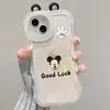 Muñeco de Mickey de la Suerte Adecuado para Apple 13 Promax Funda para Teléfono Móvil con Doble Soporte 16 Silicona Transparente 15 Anticaídas 14 Suave
