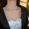 Corea del Sur Cadena de Cuello con Borla de Perlas y Diamantes Multicapa Celebridad Cibernética Sentido del Diseño Elegante Encaje Mariposa Cadena para Clavícula Collar de Flores