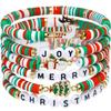 Mais Vendido Europeu e Americano Novo Vermelho, Verde e Branco Argila Polímerica Liga Letras Natal Enfeites de Mão Pendente Papai Noel Pulseira de Natal