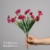 Violetas populares de grama de primavera, plantas verdes artificiais, buquês de flores artificiais para decoração de cena de casamento, flores falsas para pendurar na parede, glória-da-manhã
