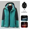 Jaqueta bordada masculina três em um jaqueta impermeável traje de montanhismo ao ar livre corta-vento com forro de fleece roupas de trabalho logotipo personalizado