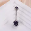 Anillo para Ombligo de Acero Inoxidable Moto de Doble Diamante Básico de Diez Mil Años con Clavo para Ombligo de Diamante Anillo de Clavo para Ombligo Todo-Fondo Moda Adornos Umbilicales