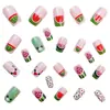 Adesivo de Manicure Quadrado Europeu de Comprimento Médio Estilo Ano Novo Moda Primavera e Verão Novo Estilo Adesivo de Unha Cor Verde