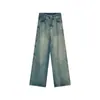 Jeans Vintage Americano Lavado Velho Feminino Outono Cintura Alta Solto Perna Larga Calças de Perna Reta Calças de Chão