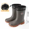 Botas de Chuva Transfronteiriças Masculinas de Cano Médio Estilo Novo Casual Masculino Solado Grosso Adulto Impermeável Sapatos de Borracha Resistentes ao Desgaste Antiderrapantes Sapatos Aquáticos