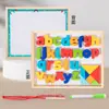 Blocos de Construção de Corda com Letras para Bebês de 3-6 Anos Quadro de Desenho Dupla Face Feito à Mão Brinquedos Educacionais de Alfabetização Árabe