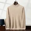 2025 Nueva Camisa Base Versátil de Color Sólido Suéter de Cachemir para Hombre Cuello Redondo Moda Casual Camiseta de Manga Larga