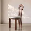 Silla de Comedor Francesa Retro de Madera Maciza para Hogar Dormitorio Silla de Respaldo de Diseñador de Mediados de Siglo Estilo Wabi-Sabi Silla de Maquillaje Silla Clave